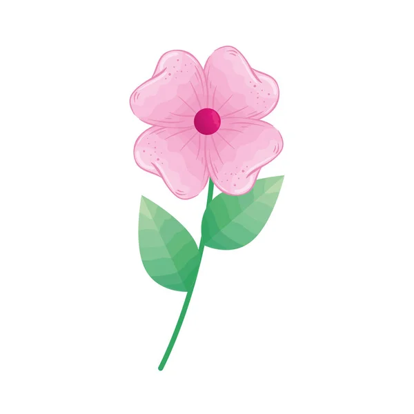 Fleur rose avec dessin vectoriel de feuilles — Image vectorielle