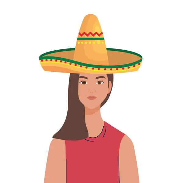 Vrouw cartoon met mexicaanse hoed vector ontwerp — Stockvector