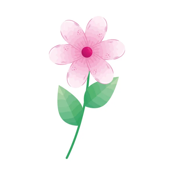 Rosa blomma med blad vektor design — Stock vektor