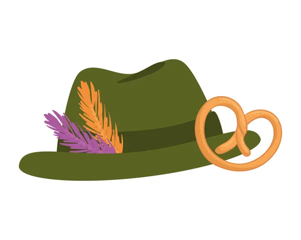 ( 영어 ) oktoberfest hat with pretzel vector design — 스톡 벡터