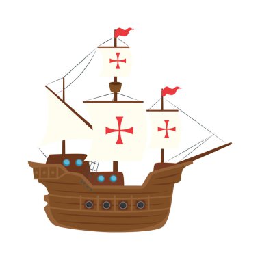 İzole kolumbus gemi vektör tasarımı