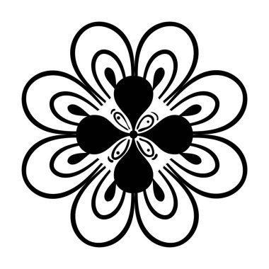 Beyaz arka planda mandala çiçekleri, klasik lüks dekorasyon