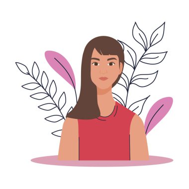 Yaprak vektör tasarımlı kadın karikatürü