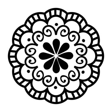 Beyaz arka planda mandala, klasik lüks dekorasyon