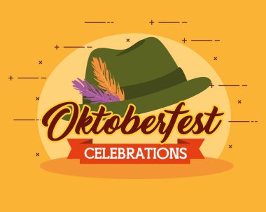 Oktoberfest şapka ve kurdele vektör tasarımı