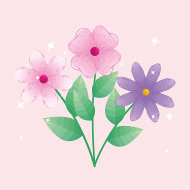 Yaprak vektör tasarımlı izole çiçek