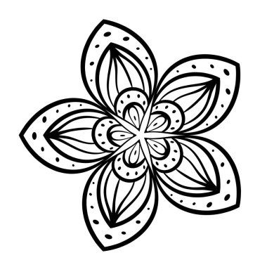 Beyaz arka planda mandala çiçeği, klasik lüks ikon