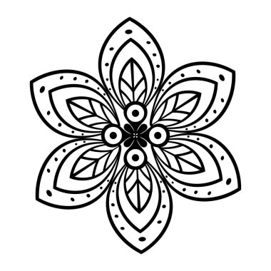 Beyaz arka planda mandala çiçekleri