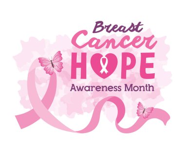 Göğüs kanseri kelebekli pembe kurdele farkındalık vektör tasarımı