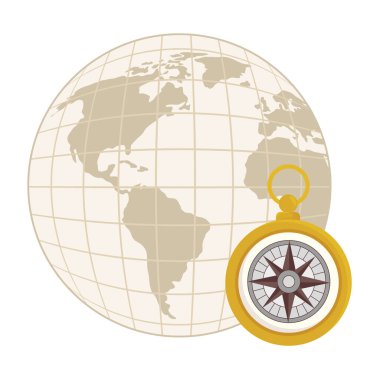 Pusula vektör tasarımlı dünya küresi