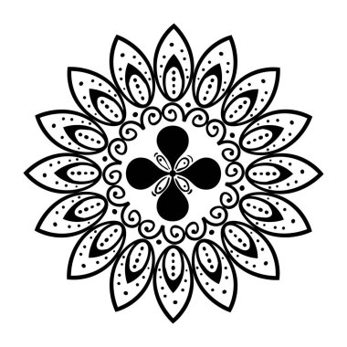 Beyaz arka planda mandala çiçeği, klasik lüks dekorasyon