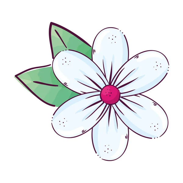Flor branca com folhas design vetorial — Vetor de Stock