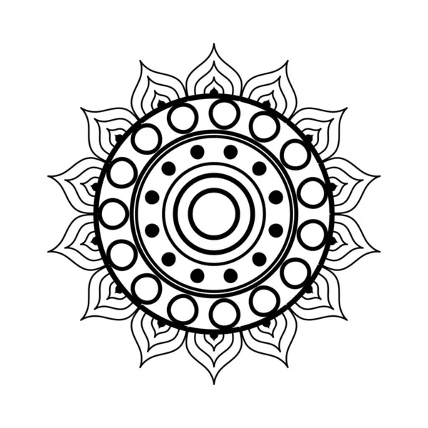 Mandala in stile linea a forma di fiore icona vettoriale design — Vettoriale Stock