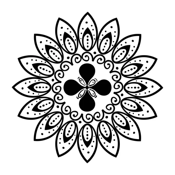 Mandala blommig på vit bakgrund, vintage lyx dekoration — Stock vektor