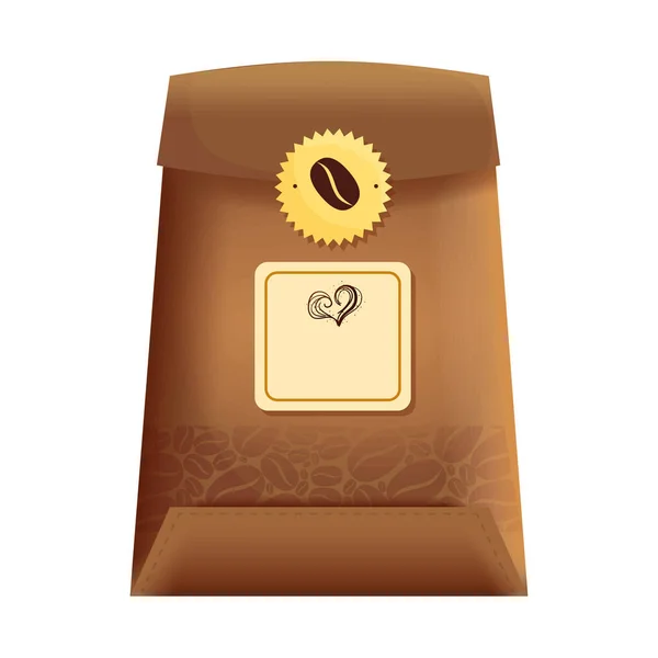 Marca mockup café, saco de papel de café com selo — Vetor de Stock