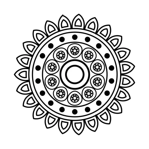 Mandala en forma de flor icono de estilo de línea diseño de vectores — Vector de stock