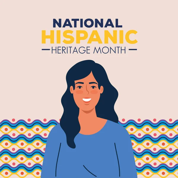 Латинская женщина карикатура национального латиноамериканского наследия месяц векторный дизайн — стоковый вектор