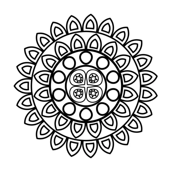 Mandala en forma de flor icono de estilo de línea diseño de vectores — Vector de stock