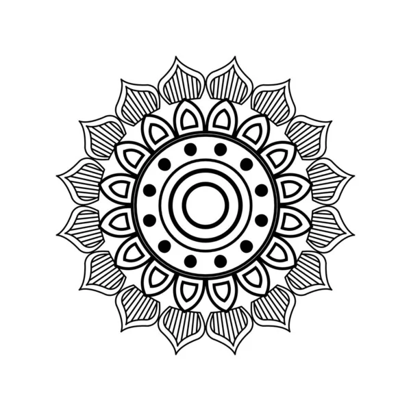 Mandala en forma de flor icono de estilo de línea diseño de vectores — Vector de stock