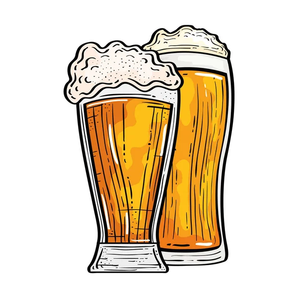 Lunettes de bière isolées design vectoriel — Image vectorielle