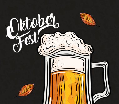 Oktoberfest bira bardağı ve vektör tasarımı