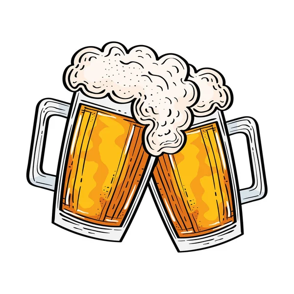 Μεμονωμένα ποτήρια μπύρας vector design — Διανυσματικό Αρχείο