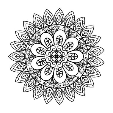 Beyaz arka planda çiçek mandala, klasik lüks simge