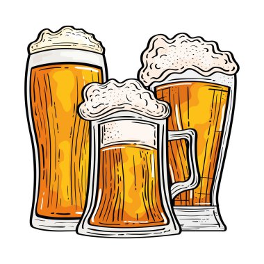 İzole bira bardakları vektör tasarımı