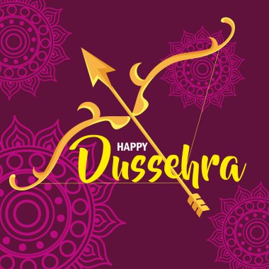 Mandalas arkaplan tasarımı ile mor üzerine ok ile altın yay