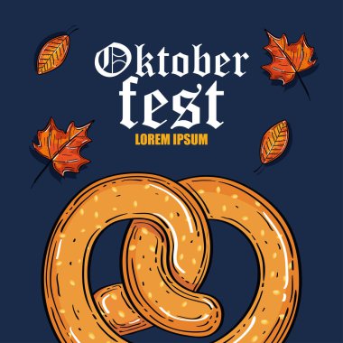 Yaprak vektör tasarımlı Oktoberfest simit