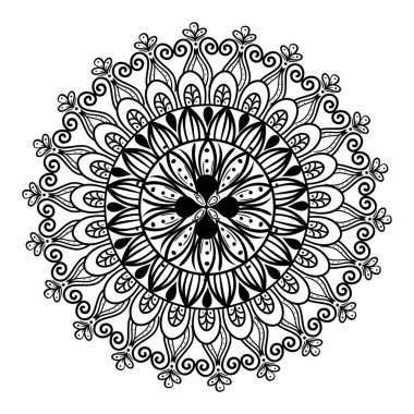 Beyaz arka planda daire şeklinde mandala, klasik lüks mandala