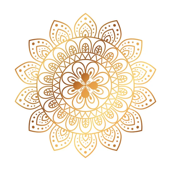 Mandala de flor dorada sobre fondo blanco, mandala de lujo vintage — Vector de stock