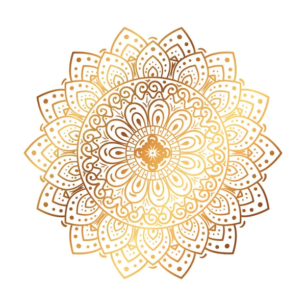 Arany virág mandala fehér háttér — Stock Vector