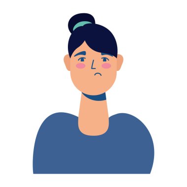 Genç kadın hasta renkli avatar karakteri