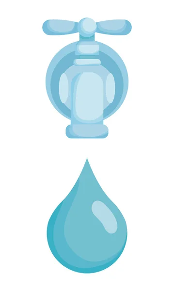 Robinet de robinet d'eau avec goutte — Image vectorielle