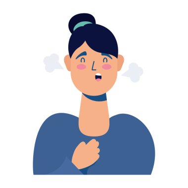 Ateşli genç bir kadın. Renkli bir karakter.