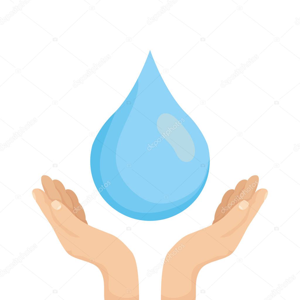 hands with water drop liquid icon