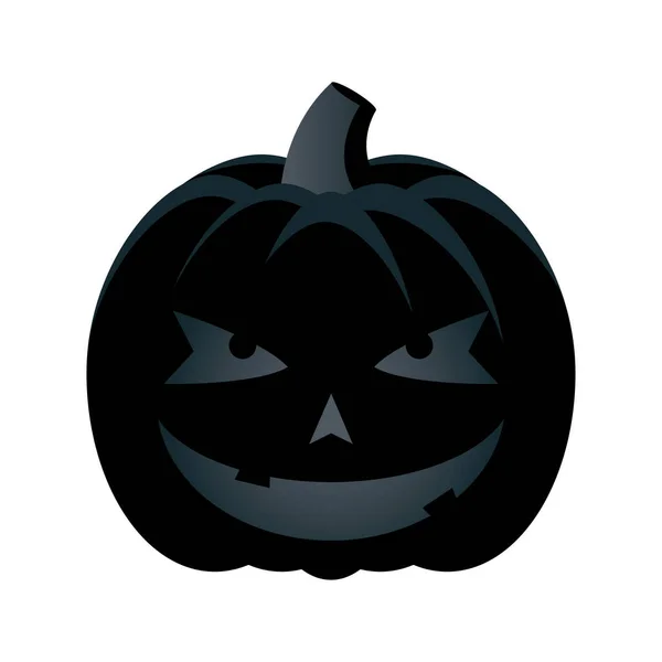 Halloween zucca nera volto isolato icona di stile — Vettoriale Stock
