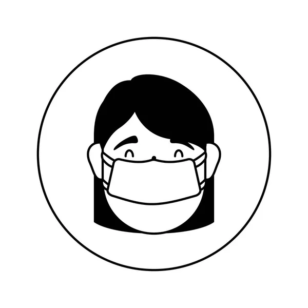 Giovane donna che indossa testa maschera medica — Vettoriale Stock
