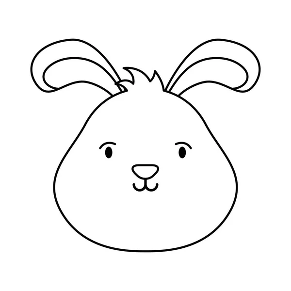 Cute easter little rabbit head character line style icon — Stock Vector