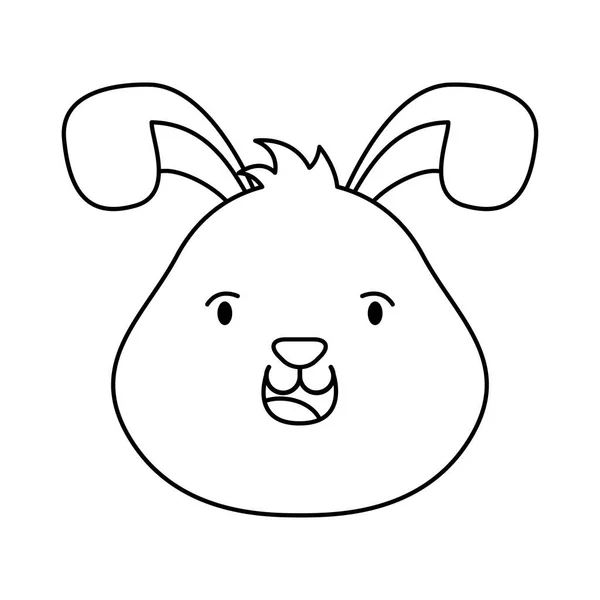 Симпатичный пасхальный маленький кролик голова символ линии характера — стоковый вектор