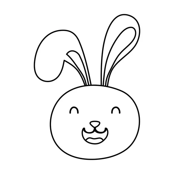 Cute easter little rabbit head character line style icon — Stock Vector