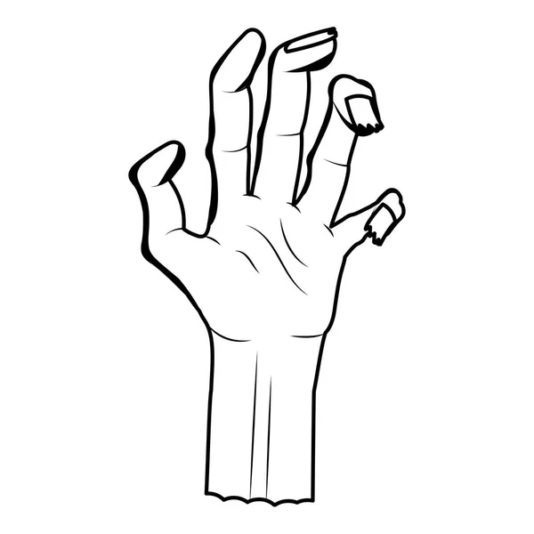 Död hand kommer ut linje stil ikon — Stock vektor
