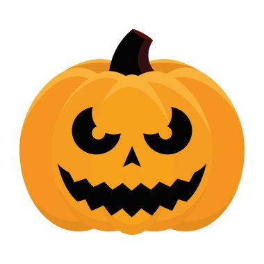Cadılar bayramı turuncu kabak yüzü izole edilmiş biçim simgesi