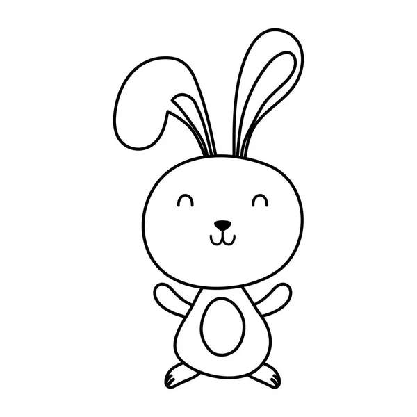 Cute easter little rabbit character line style icon — Stock Vector