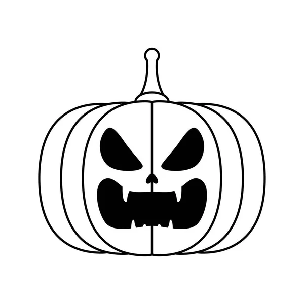 Halloween citrouille visage ligne style icône — Image vectorielle