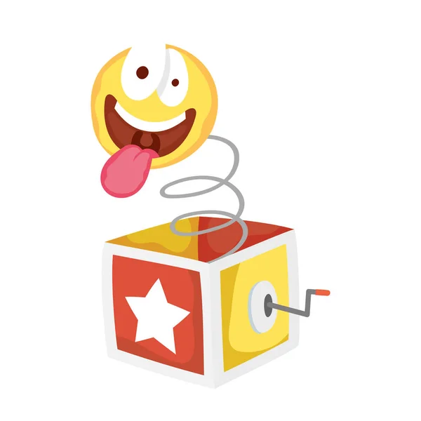 Loco emoji cara en sorpresa caja tontos día — Archivo Imágenes Vectoriales