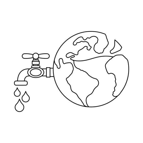 用水龙头打开的世界行星地球 — 图库矢量图片