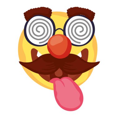 Bıyıklı ve gözlüklü çılgın emoji suratlı