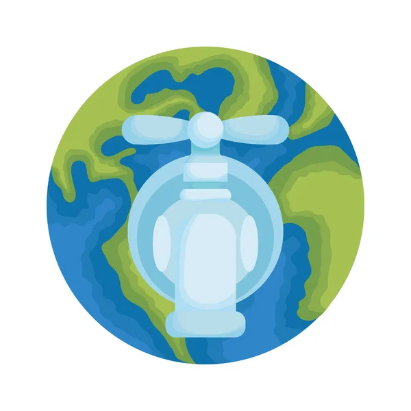 Monde planète terre avec robinet d'eau — Image vectorielle